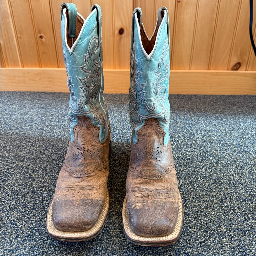 Dan Post Turquoise and Brown Cowboy Boots